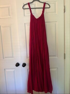 Free People Braided-Strap Maxi Dress in Cha Cha Cherry